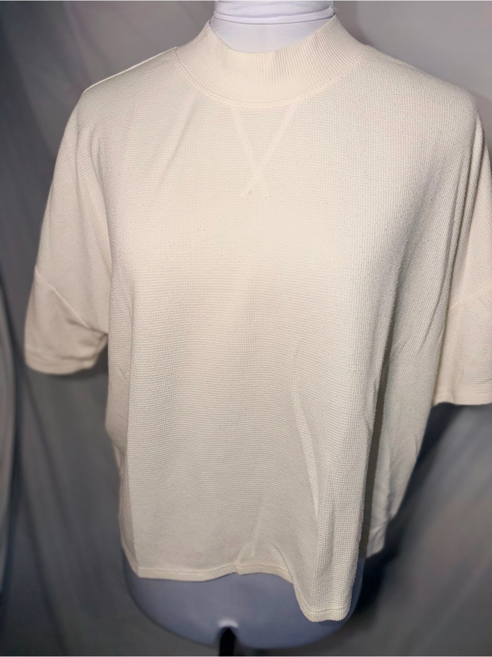 Victoria's Secret Cream Waffle Knit Mock Neck Crop Top